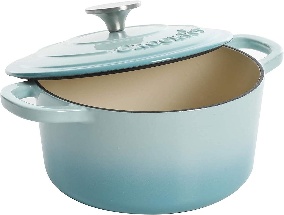 3 Quart Enameled Cast Iron Dutch Oven – Aqua - Curated Catalog H9